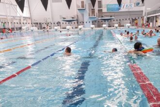 Indoor swimming pool lanes