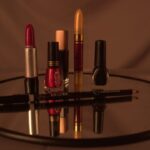 An arrangement of premium makeup and cosmetic products